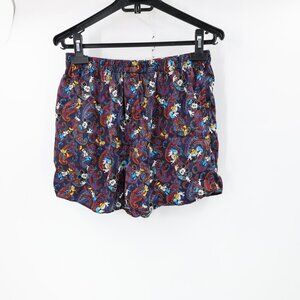 Vintage Disney store Silk Pajama Shorts Medium Goofy Mickey Mouse paisley print